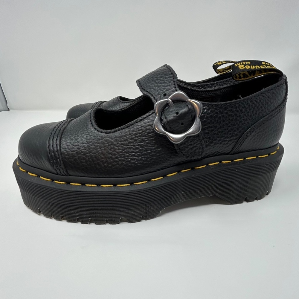 RARE Sz 7 - Dr. Martens Addina FLWR Mary Jane Women's EU 37 Flower Buckle Shoes